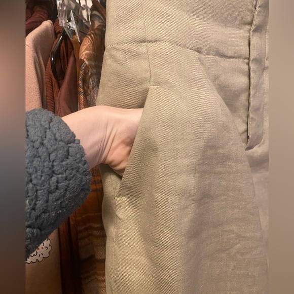 Zara Beige High Waisted Pencil Mini Skirt with Pockets - Picture 2 of 5